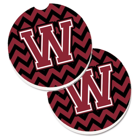 Carolines Treasures Letter W Chevron Garnet and Black  Cup Holder Car Coaster, PK2 CJ1052-WCARC